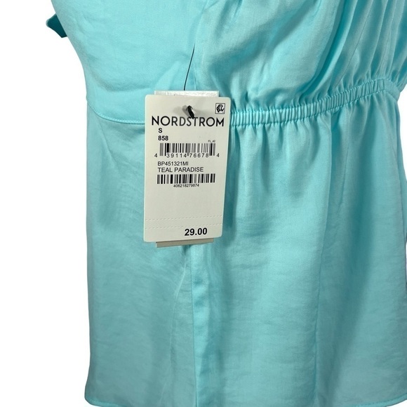 BP teal paradise crop top halter smocked back adjustable strap pastel size S - Picture 8 of 14